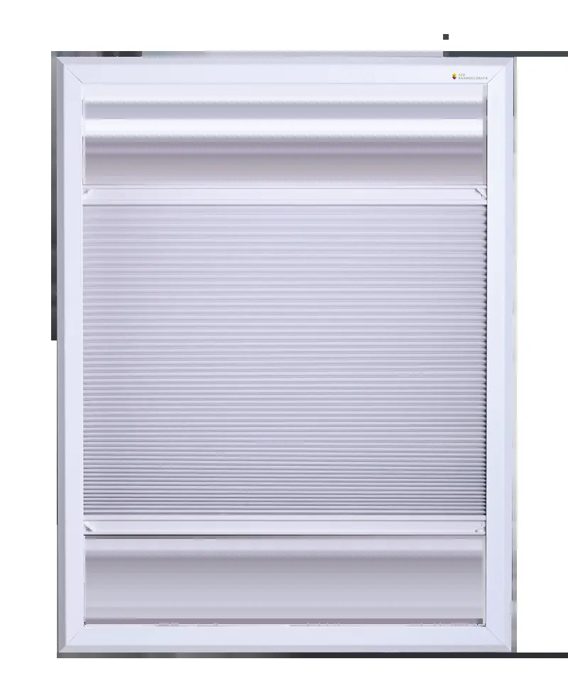 Plisségordijn van KeJe in een wit aluminium magneetframe voor het raam